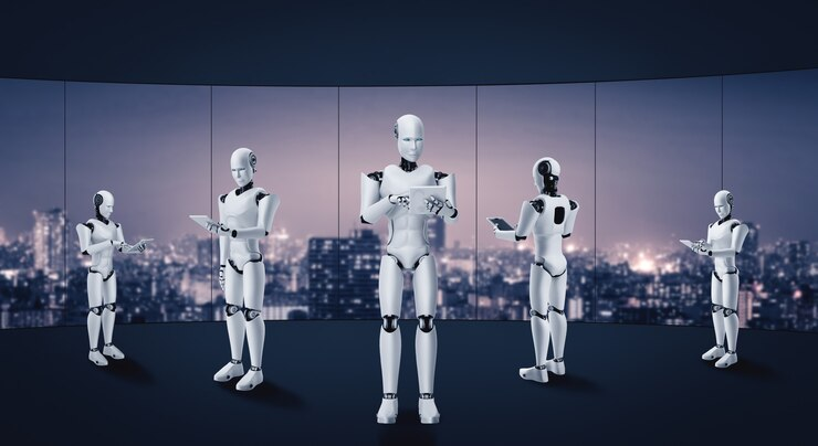 A futuristic illustration of intelligent agents acting as the core processors within a complex autonomous system—analyzing data, making decisions, and communicating with other digital entities. The image symbolizes how intelligent agents serve as the foundation for smart technologies, enabling automation and adaptability across various platforms.