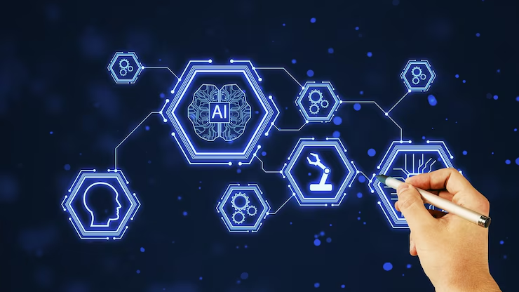 Visual breakdown of components such as input data, training process, and content generation